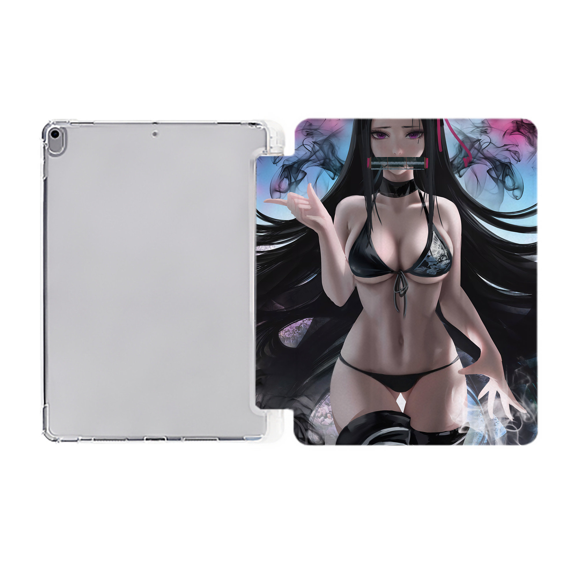 （画像用） 鬼滅の刃（きめつのやいば）竈門 禰󠄀豆子／かまど ねずこ Kamado Nezuko IPad ケース ペン収納付き 三つ折りスタンド PUレザー×シリコン 対応機種9.5/10.5/10.9インチ
